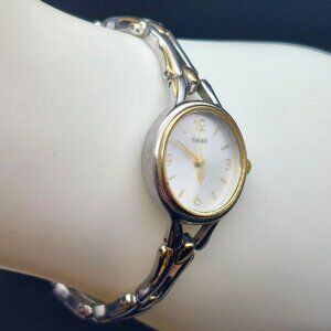 Timex Womens Analog Watch Two-Tone Stainless Steel Gold Accents Quartz Movement